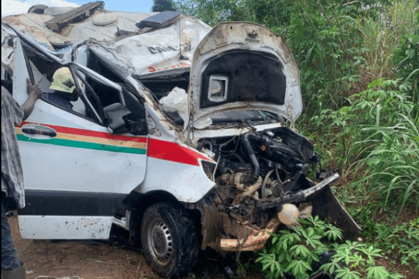 Four Injured as Ambulance Somersaults; Brake Failure Suspected Ambulance Accident